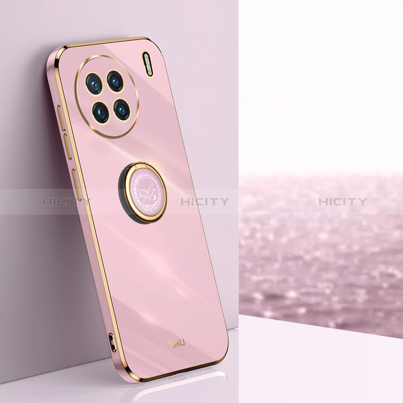 Coque Ultra Fine Silicone Souple Housse Etui avec Support Bague Anneau Aimante Magnetique XL1 pour Vivo X90 5G Rose Plus