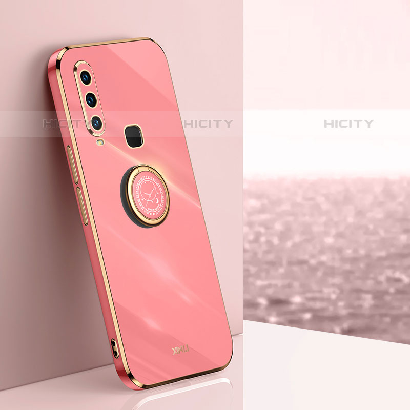 Coque Ultra Fine Silicone Souple Housse Etui avec Support Bague Anneau Aimante Magnetique XL1 pour Vivo Y11 Rose Rouge Plus