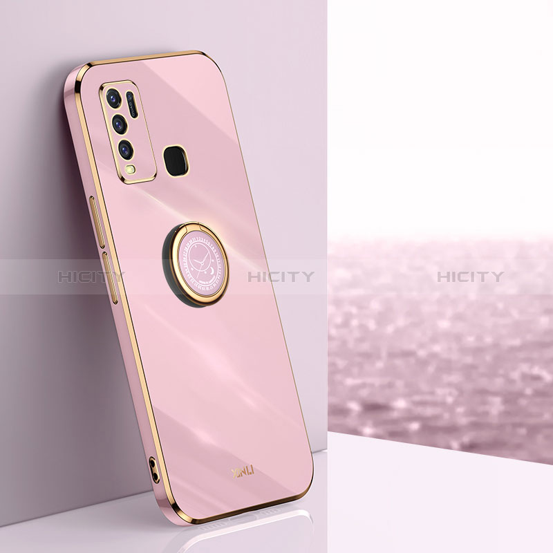 Coque Ultra Fine Silicone Souple Housse Etui avec Support Bague Anneau Aimante Magnetique XL1 pour Vivo Y50 Rose Plus