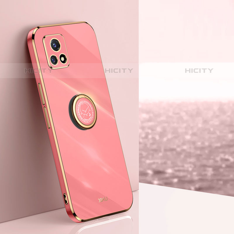 Coque Ultra Fine Silicone Souple Housse Etui avec Support Bague Anneau Aimante Magnetique XL1 pour Vivo Y52s 5G Rose Rouge Plus