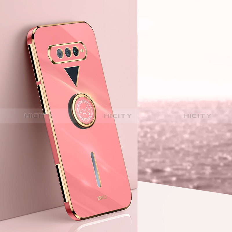 Coque Ultra Fine Silicone Souple Housse Etui avec Support Bague Anneau Aimante Magnetique XL1 pour Xiaomi Black Shark 4S 5G Rose Rouge Plus