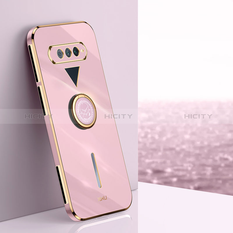 Coque Ultra Fine Silicone Souple Housse Etui avec Support Bague Anneau Aimante Magnetique XL1 pour Xiaomi Black Shark 5 RS 5G Rose Plus