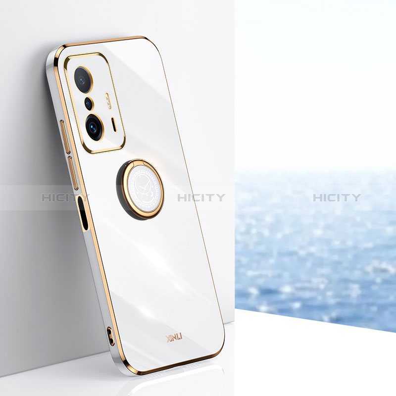 Coque Ultra Fine Silicone Souple Housse Etui avec Support Bague Anneau Aimante Magnetique XL1 pour Xiaomi Mi 11T 5G Blanc Plus