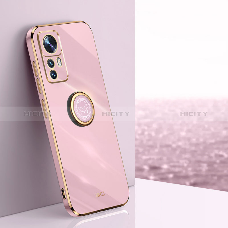 Coque Ultra Fine Silicone Souple Housse Etui avec Support Bague Anneau Aimante Magnetique XL1 pour Xiaomi Mi 12T 5G Rose Plus