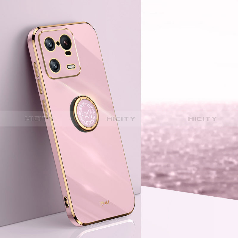 Coque Ultra Fine Silicone Souple Housse Etui avec Support Bague Anneau Aimante Magnetique XL1 pour Xiaomi Mi 13 Pro 5G Rose Plus