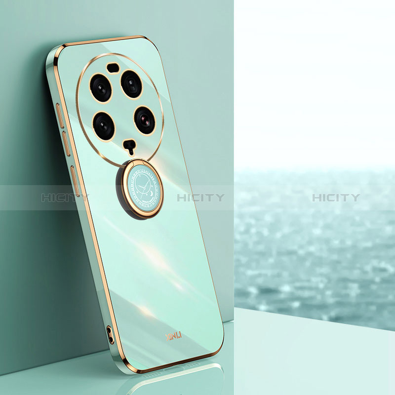 Coque Ultra Fine Silicone Souple Housse Etui avec Support Bague Anneau Aimante Magnetique XL1 pour Xiaomi Mi 13 Ultra 5G Vert Plus