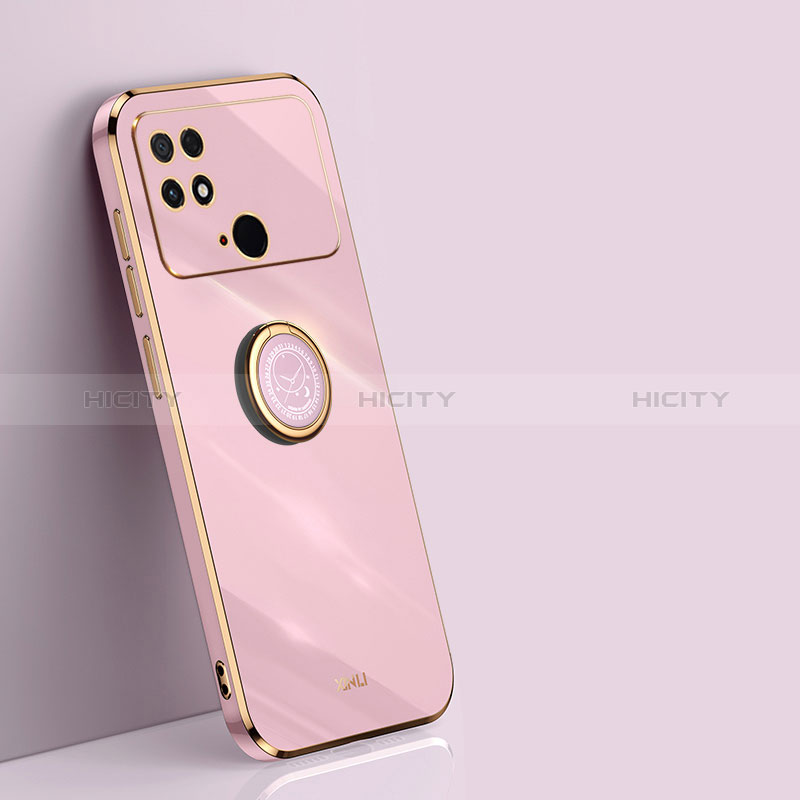 Coque Ultra Fine Silicone Souple Housse Etui avec Support Bague Anneau Aimante Magnetique XL1 pour Xiaomi Poco C40 Rose Plus