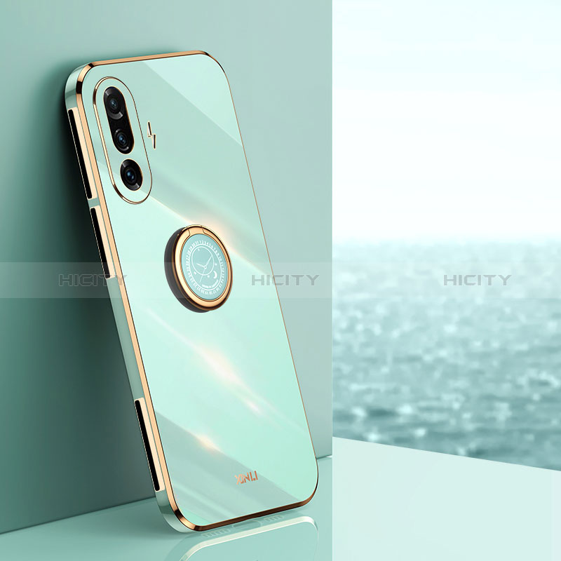 Coque Ultra Fine Silicone Souple Housse Etui avec Support Bague Anneau Aimante Magnetique XL1 pour Xiaomi Poco F3 GT 5G Vert Plus