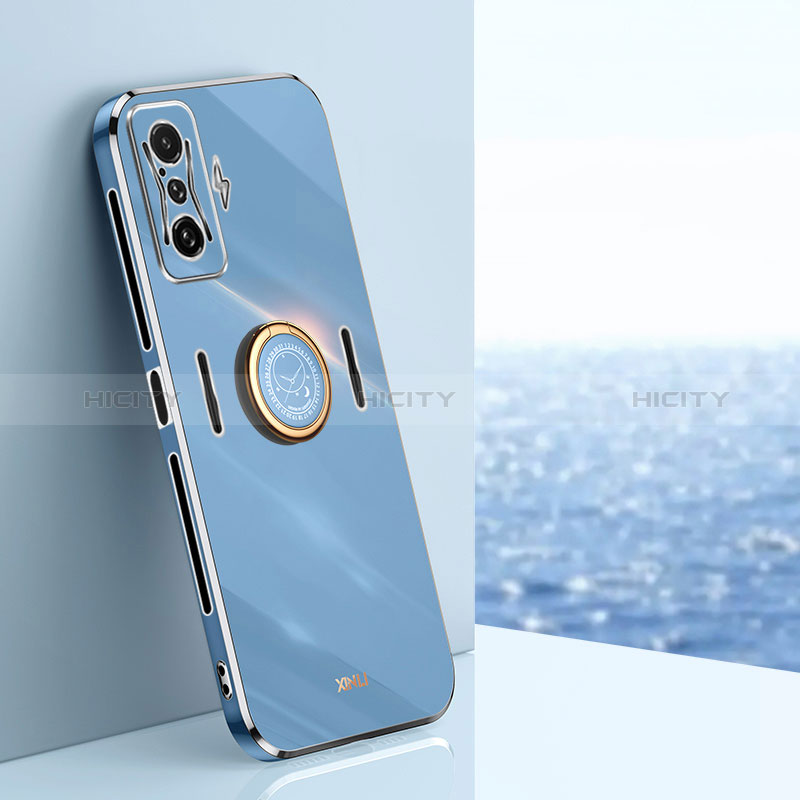 Coque Ultra Fine Silicone Souple Housse Etui avec Support Bague Anneau Aimante Magnetique XL1 pour Xiaomi Poco F4 GT 5G Bleu Plus