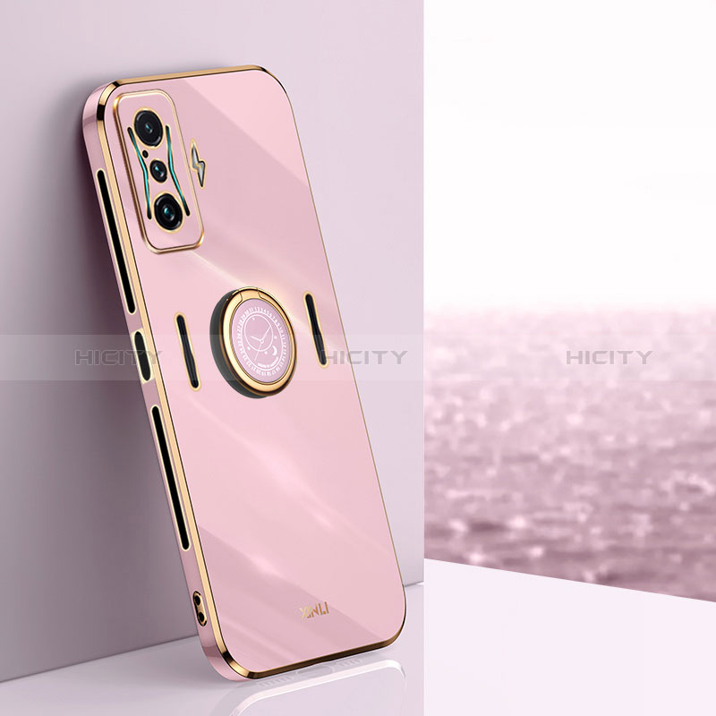 Coque Ultra Fine Silicone Souple Housse Etui avec Support Bague Anneau Aimante Magnetique XL1 pour Xiaomi Poco F4 GT 5G Rose Plus