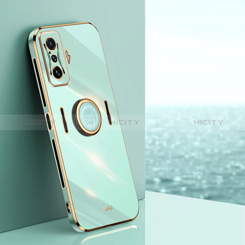 Coque Ultra Fine Silicone Souple Housse Etui avec Support Bague Anneau Aimante Magnetique XL1 pour Xiaomi Poco F4 GT 5G Vert Plus