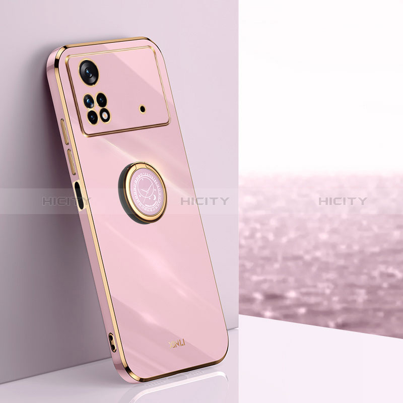 Coque Ultra Fine Silicone Souple Housse Etui avec Support Bague Anneau Aimante Magnetique XL1 pour Xiaomi Poco M4 Pro 4G Plus