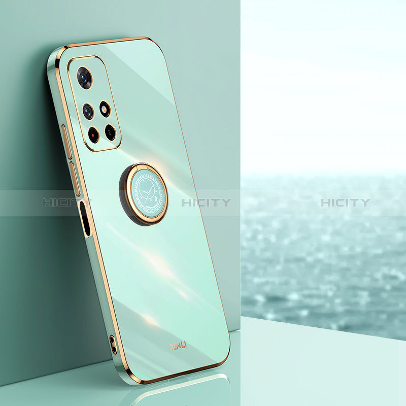 Coque Ultra Fine Silicone Souple Housse Etui avec Support Bague Anneau Aimante Magnetique XL1 pour Xiaomi Poco M4 Pro 5G Vert Plus