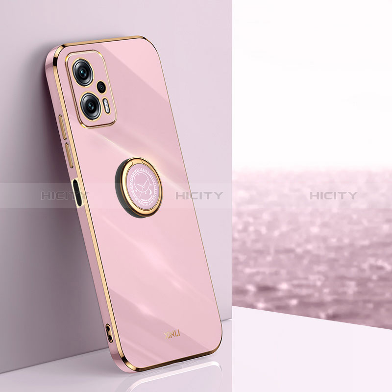 Coque Ultra Fine Silicone Souple Housse Etui avec Support Bague Anneau Aimante Magnetique XL1 pour Xiaomi Poco X4 GT 5G Rose Plus