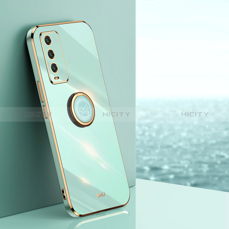 Coque Ultra Fine Silicone Souple Housse Etui avec Support Bague Anneau Aimante Magnetique XL1 pour Xiaomi Redmi 9 Power Vert Plus