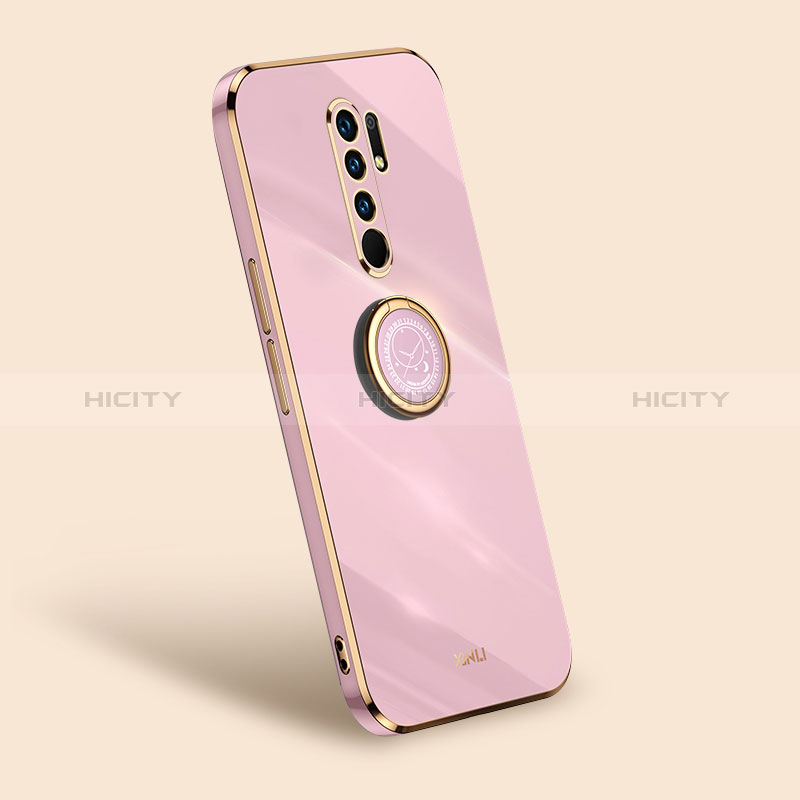 Coque Ultra Fine Silicone Souple Housse Etui avec Support Bague Anneau Aimante Magnetique XL1 pour Xiaomi Redmi 9 Prime India Rose Plus