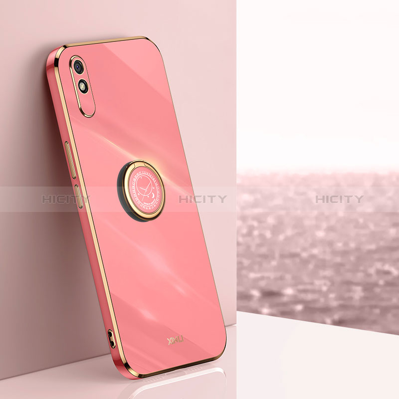 Coque Ultra Fine Silicone Souple Housse Etui avec Support Bague Anneau Aimante Magnetique XL1 pour Xiaomi Redmi 9A Rose Rouge Plus