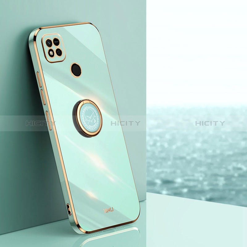 Coque Ultra Fine Silicone Souple Housse Etui avec Support Bague Anneau Aimante Magnetique XL1 pour Xiaomi Redmi 9C NFC Vert Plus