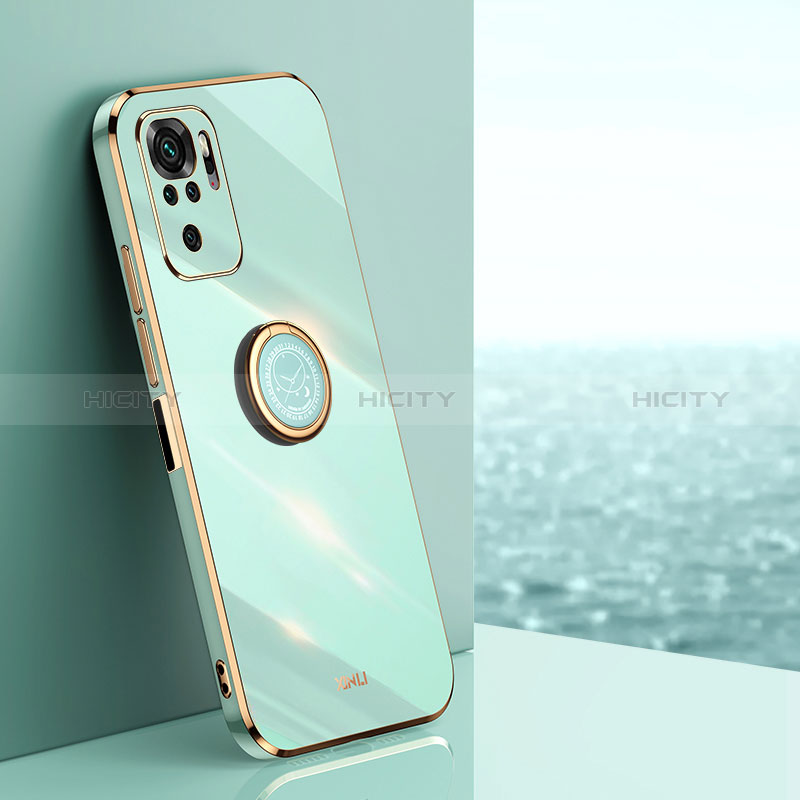 Coque Ultra Fine Silicone Souple Housse Etui avec Support Bague Anneau Aimante Magnetique XL1 pour Xiaomi Redmi Note 10 4G Vert Plus