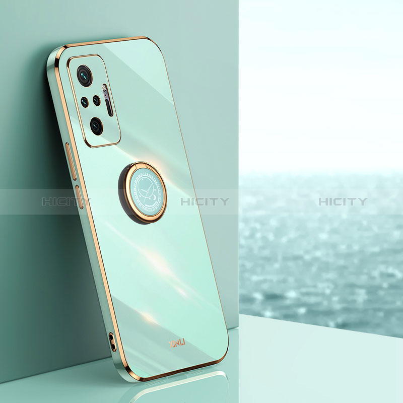 Coque Ultra Fine Silicone Souple Housse Etui avec Support Bague Anneau Aimante Magnetique XL1 pour Xiaomi Redmi Note 10 Pro 4G Vert Plus