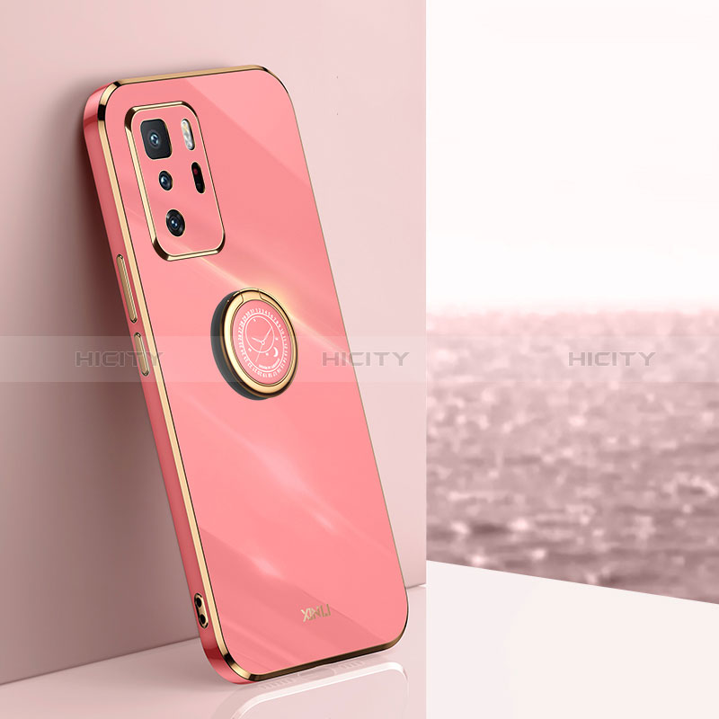 Coque Ultra Fine Silicone Souple Housse Etui avec Support Bague Anneau Aimante Magnetique XL1 pour Xiaomi Redmi Note 10 Pro 5G Rose Rouge Plus