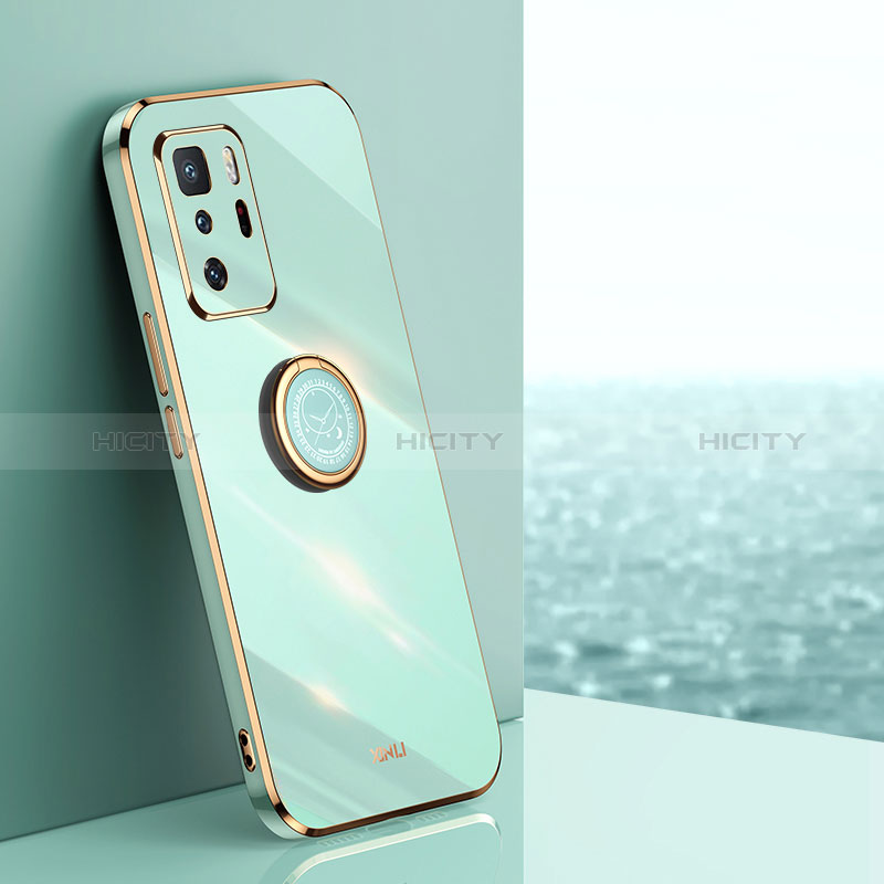 Coque Ultra Fine Silicone Souple Housse Etui avec Support Bague Anneau Aimante Magnetique XL1 pour Xiaomi Redmi Note 10 Pro 5G Vert Plus