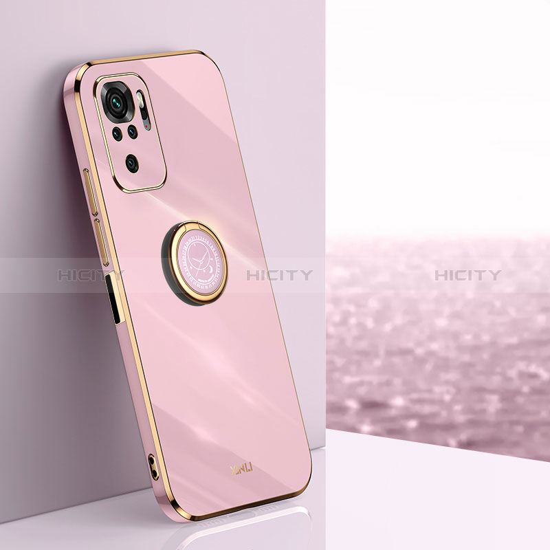 Coque Ultra Fine Silicone Souple Housse Etui avec Support Bague Anneau Aimante Magnetique XL1 pour Xiaomi Redmi Note 10S 4G Rose Plus