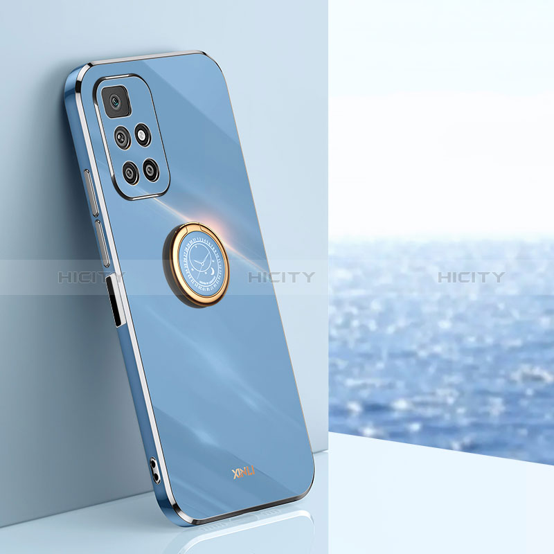 Coque Ultra Fine Silicone Souple Housse Etui avec Support Bague Anneau Aimante Magnetique XL1 pour Xiaomi Redmi Note 11 4G (2021) Bleu Plus