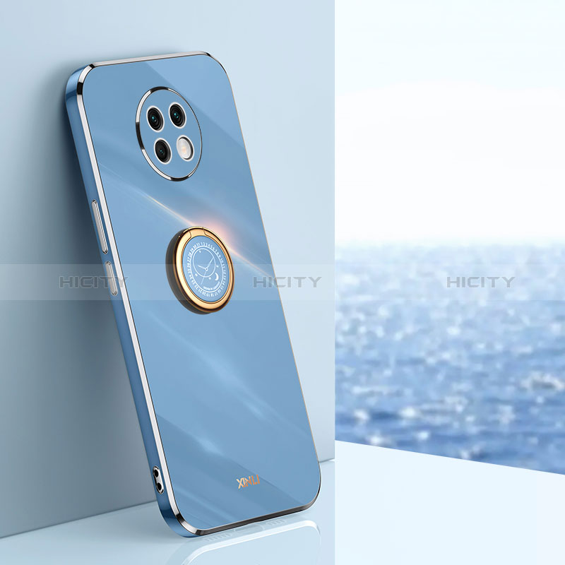 Coque Ultra Fine Silicone Souple Housse Etui avec Support Bague Anneau Aimante Magnetique XL1 pour Xiaomi Redmi Note 9 5G Bleu Plus