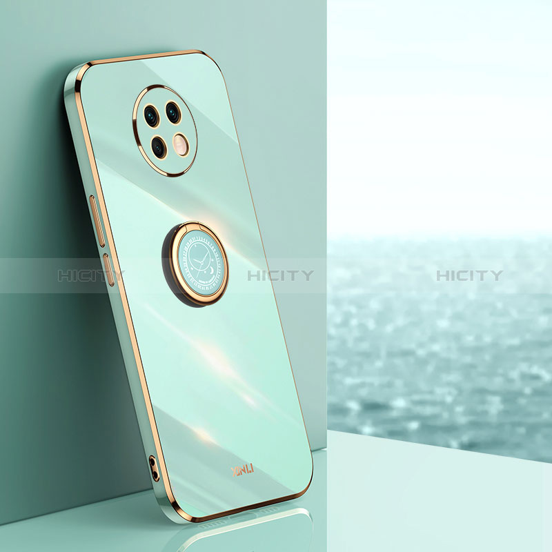 Coque Ultra Fine Silicone Souple Housse Etui avec Support Bague Anneau Aimante Magnetique XL1 pour Xiaomi Redmi Note 9 5G Vert Plus