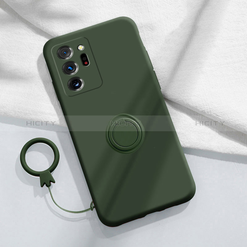 Coque Ultra Fine Silicone Souple Housse Etui avec Support Bague Anneau Aimante Magnetique YK1 pour Samsung Galaxy Note 20 Ultra 5G Vert Nuit Plus