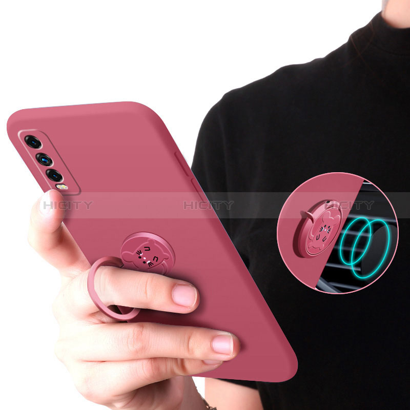 Coque Ultra Fine Silicone Souple Housse Etui avec Support Bague Anneau Aimante Magnetique YK1 pour Vivo Y12A Plus