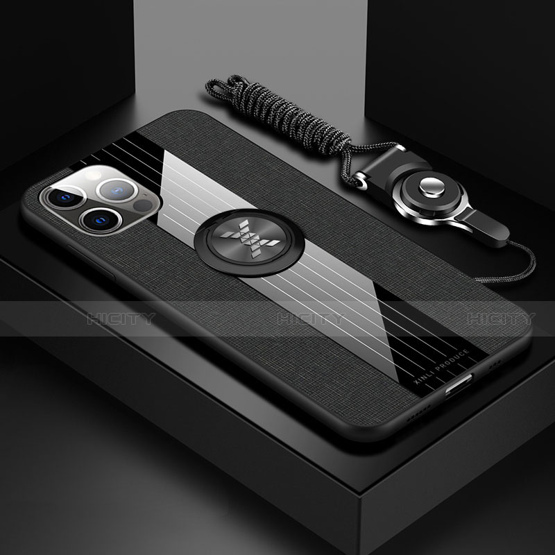 Coque Ultra Fine Silicone Souple Housse Etui avec Support Bague Anneau Aimante Magnetique Z01 pour Apple iPhone 15 Pro Max Noir Plus