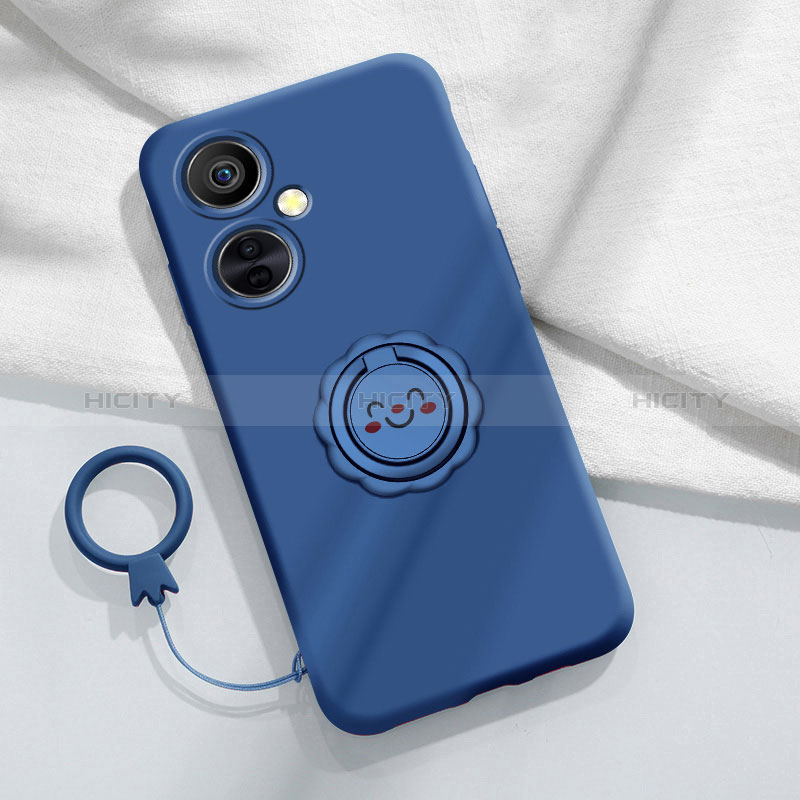 Coque Ultra Fine Silicone Souple Housse Etui avec Support Bague Anneau Aimante Magnetique Z01 pour OnePlus Nord CE 3 5G Bleu Plus