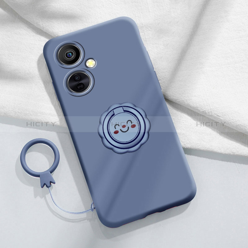 Coque Ultra Fine Silicone Souple Housse Etui avec Support Bague Anneau Aimante Magnetique Z01 pour OnePlus Nord CE 3 5G Gris Lavende Plus