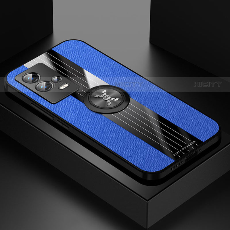 Coque Ultra Fine Silicone Souple Housse Etui avec Support Bague Anneau Aimante Magnetique Z01 pour Vivo iQOO 8 Pro 5G Bleu Plus