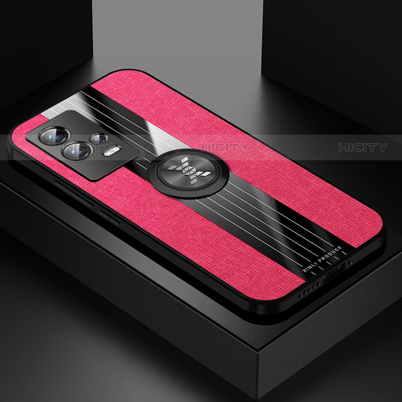 Coque Ultra Fine Silicone Souple Housse Etui avec Support Bague Anneau Aimante Magnetique Z01 pour Vivo iQOO 8 Pro 5G Rouge Plus