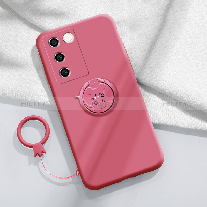 Coque Ultra Fine Silicone Souple Housse Etui avec Support Bague Anneau Aimante Magnetique Z01 pour Vivo V27 5G Plus