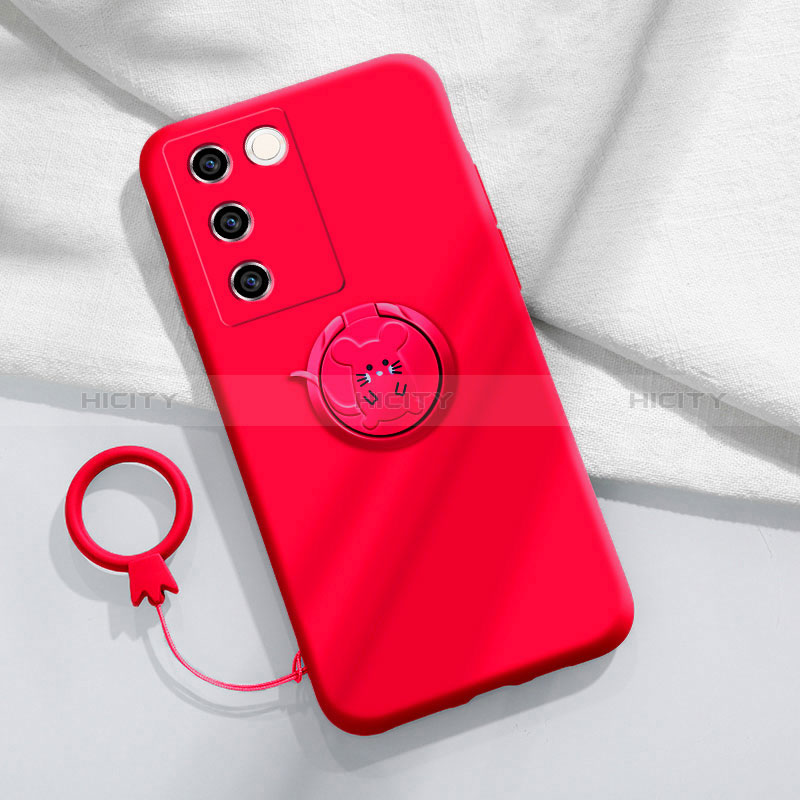 Coque Ultra Fine Silicone Souple Housse Etui avec Support Bague Anneau Aimante Magnetique Z01 pour Vivo V27 5G Plus