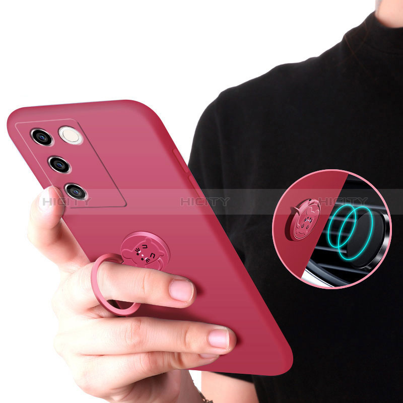 Coque Ultra Fine Silicone Souple Housse Etui avec Support Bague Anneau Aimante Magnetique Z01 pour Vivo V27 Pro 5G Plus