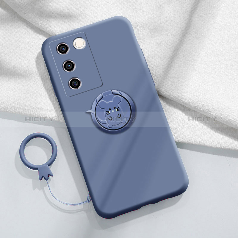 Coque Ultra Fine Silicone Souple Housse Etui avec Support Bague Anneau Aimante Magnetique Z01 pour Vivo V27 Pro 5G Plus