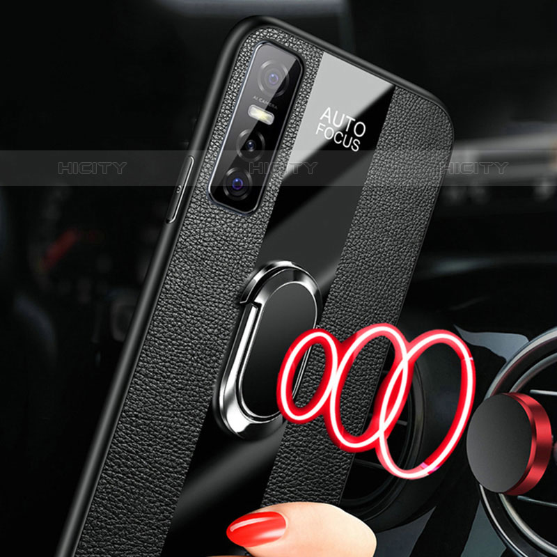 Coque Ultra Fine Silicone Souple Housse Etui avec Support Bague Anneau Aimante Magnetique Z01 pour Vivo Y73s 5G Plus