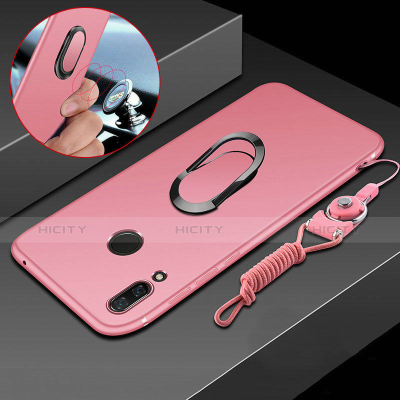 Coque Ultra Fine Silicone Souple Housse Etui avec Support Bague Anneau Aimante pour Huawei P Smart+ Plus Rose Plus