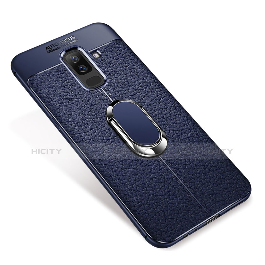 Coque Ultra Fine Silicone Souple Housse Etui avec Support Bague Anneau Aimante S01 pour Samsung Galaxy A6 Plus (2018) Bleu Plus