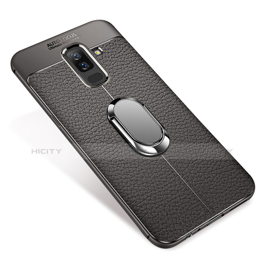 Coque Ultra Fine Silicone Souple Housse Etui avec Support Bague Anneau Aimante S01 pour Samsung Galaxy A6 Plus (2018) Gris Plus