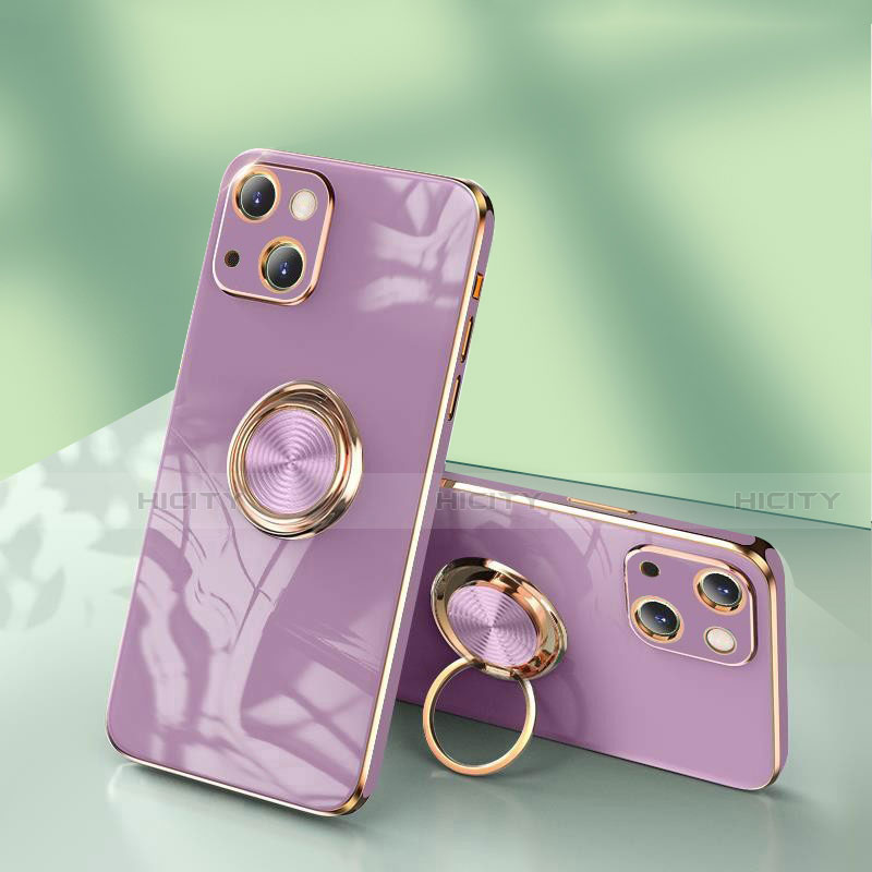 Coque Ultra Fine Silicone Souple Housse Etui avec Support Bague Anneau pour Apple iPhone 13 Pro Max Violet Clair Plus