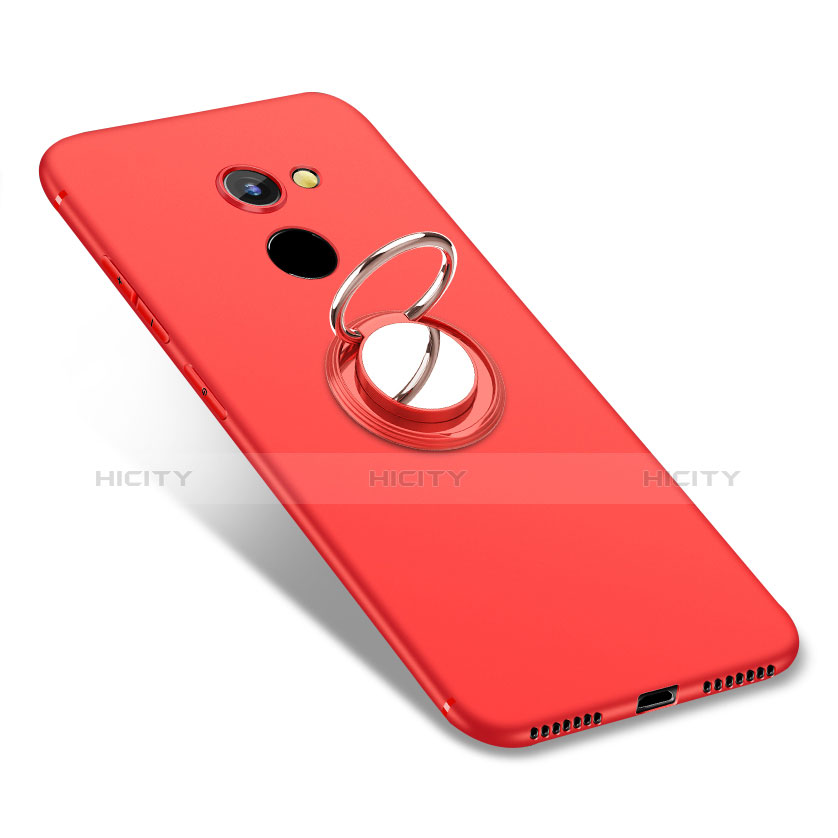 Coque Ultra Fine Silicone Souple Housse Etui avec Support Bague Anneau pour Huawei Enjoy 7 Plus Rouge Plus