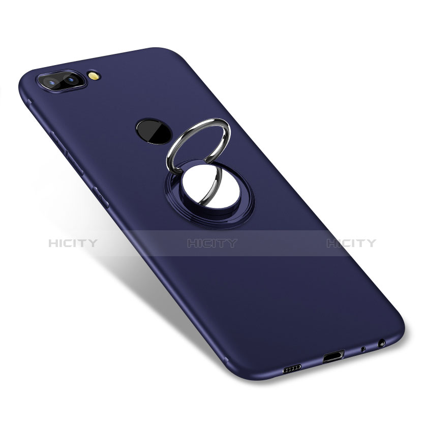 Coque Ultra Fine Silicone Souple Housse Etui avec Support Bague Anneau pour Huawei Enjoy 7S Bleu Plus