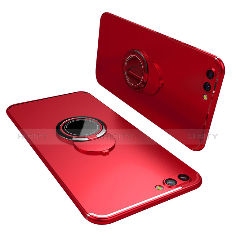 Coque Ultra Fine Silicone Souple Housse Etui avec Support Bague Anneau pour Huawei Honor V10 Rouge Plus