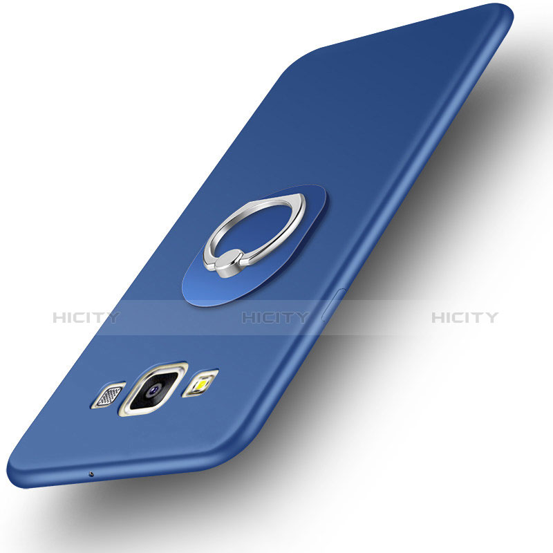 Coque Ultra Fine Silicone Souple Housse Etui avec Support Bague Anneau pour Samsung Galaxy DS A300G A300H A300M Bleu Plus